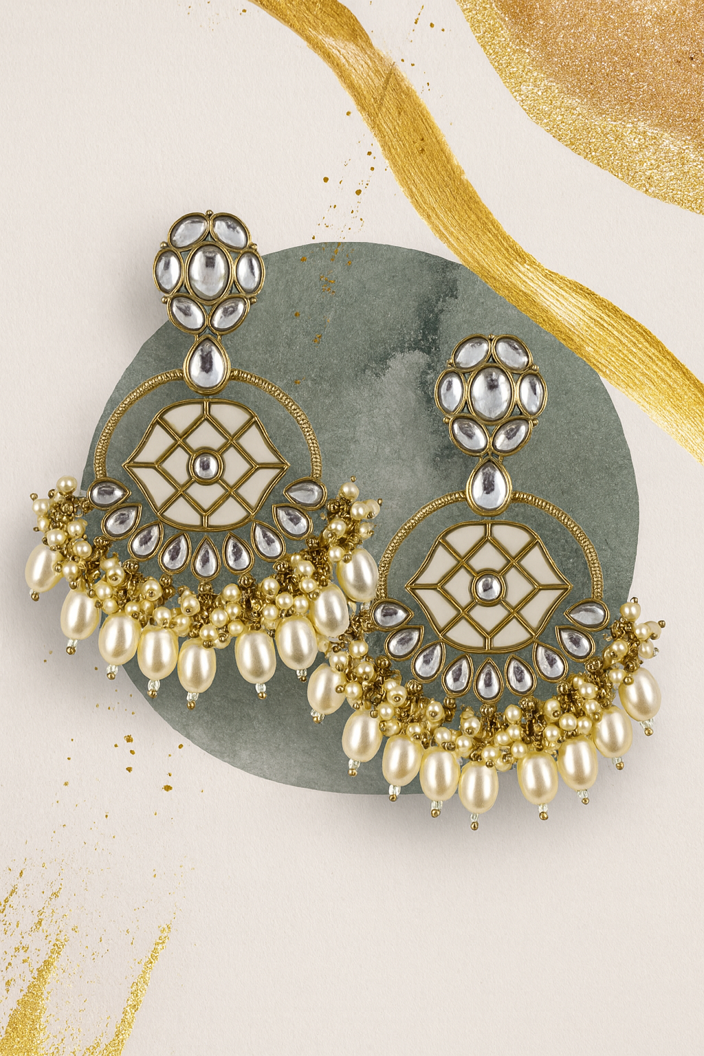 Ornate Gold & Pearl Heritage Earrings
