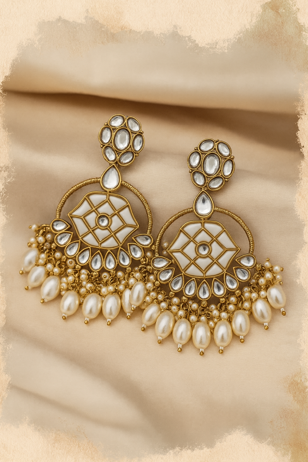 Ornate Gold & Pearl Heritage Earrings