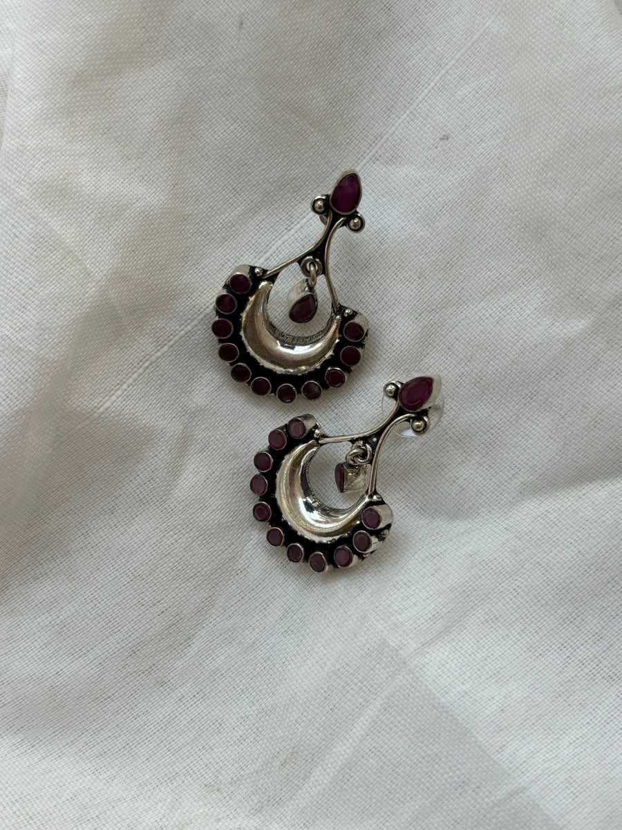 Meena Oxidized Ruby Earrings