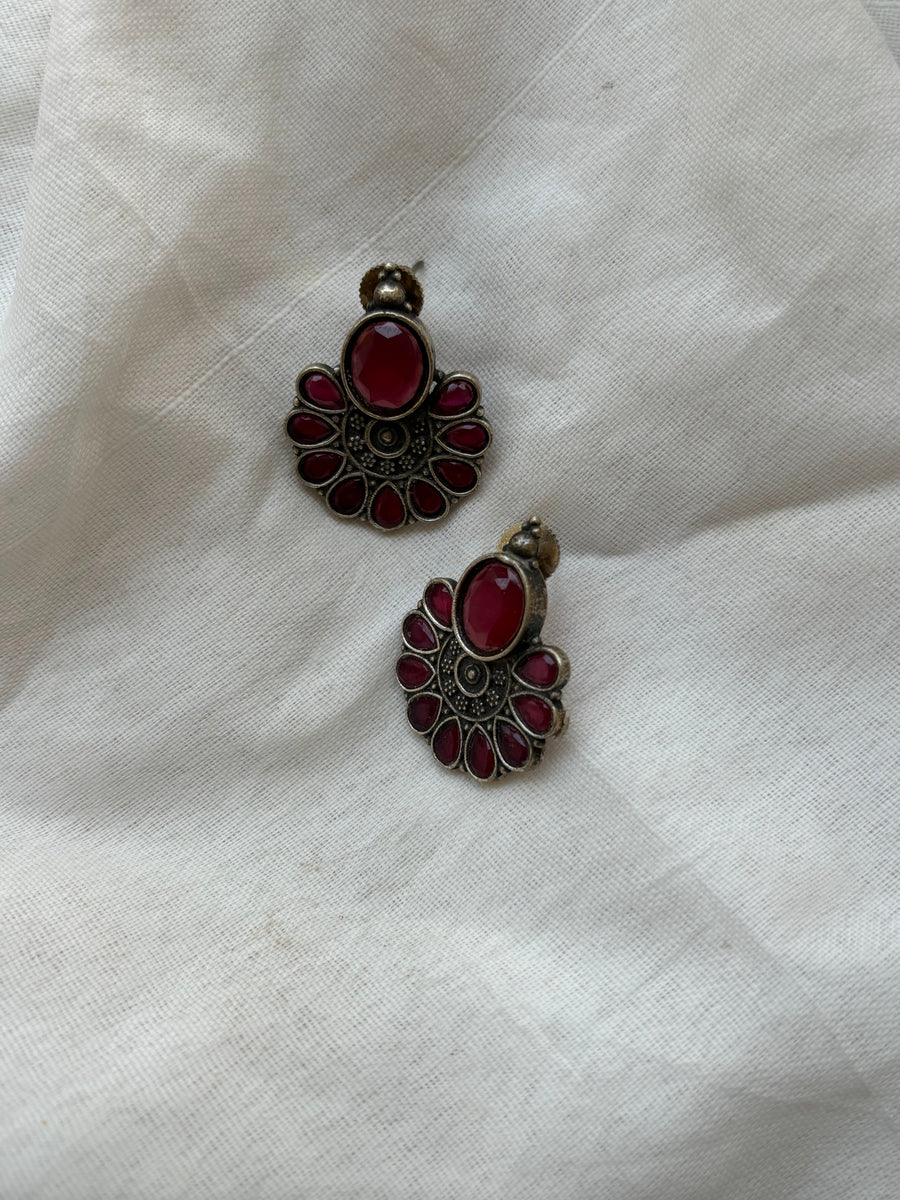 Mehr Ruby Oxidized Earrings