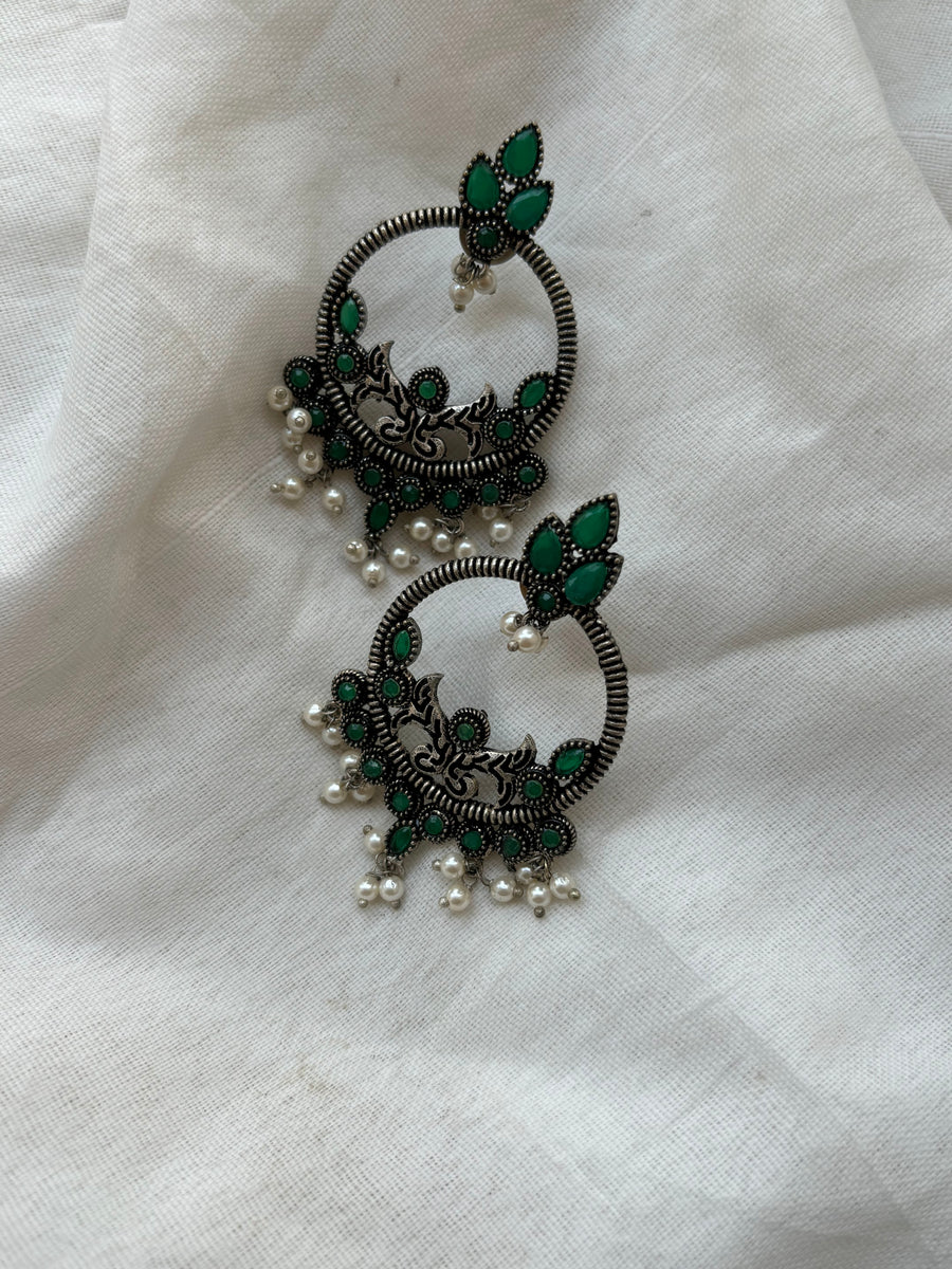 Chaand Mehr Oxidized Earrings