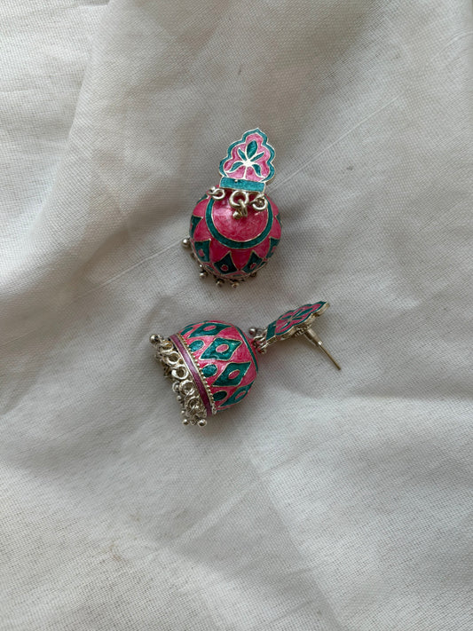 Gulaabi Titli Oxidized Jhumki