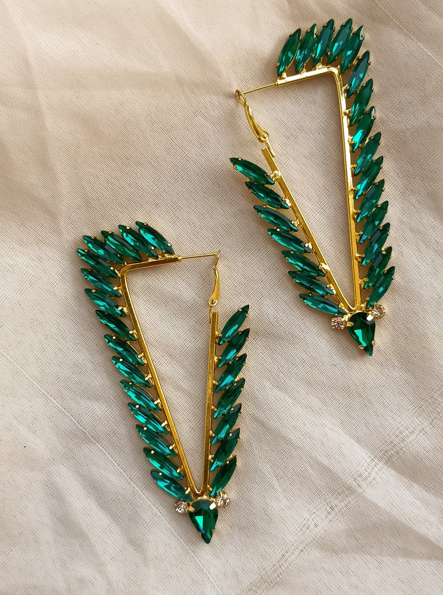 Leafy Inverted Triangle Earrings