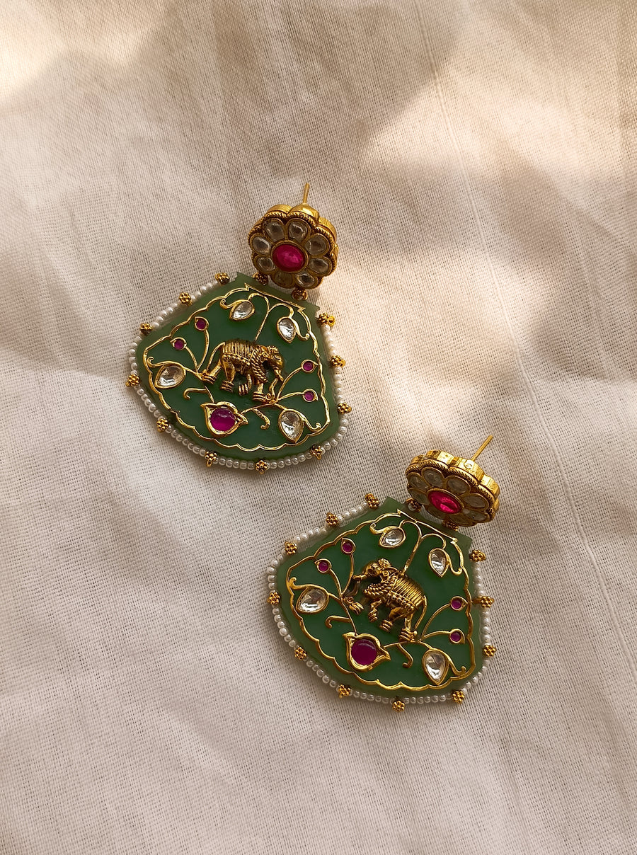 Emerald Elephant Enchantment Earrings