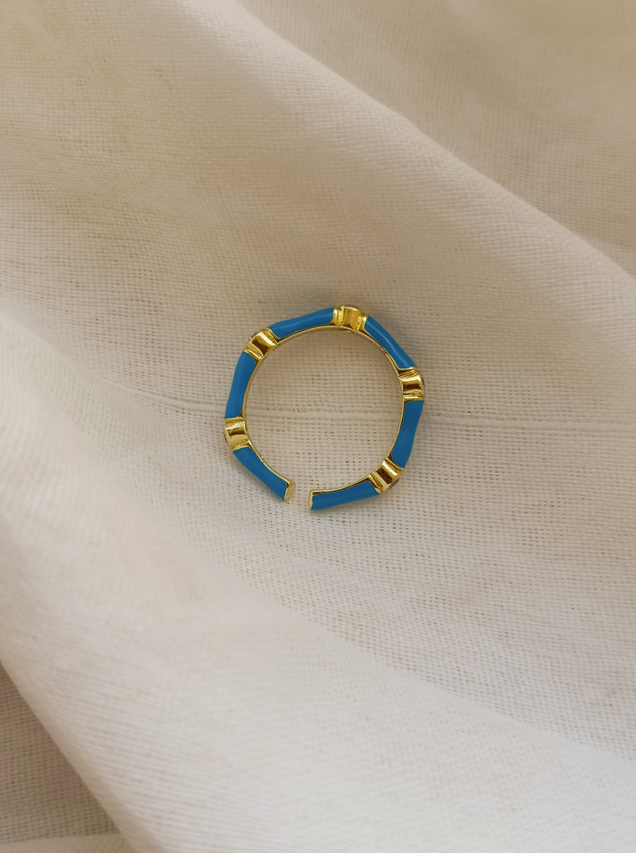 Aqua Hexagon Ring
