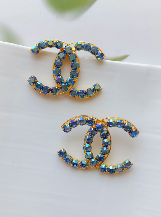 Blue Glamour Gem Earrings