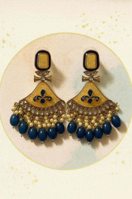 Majestic Sapphire Kundan Earrings