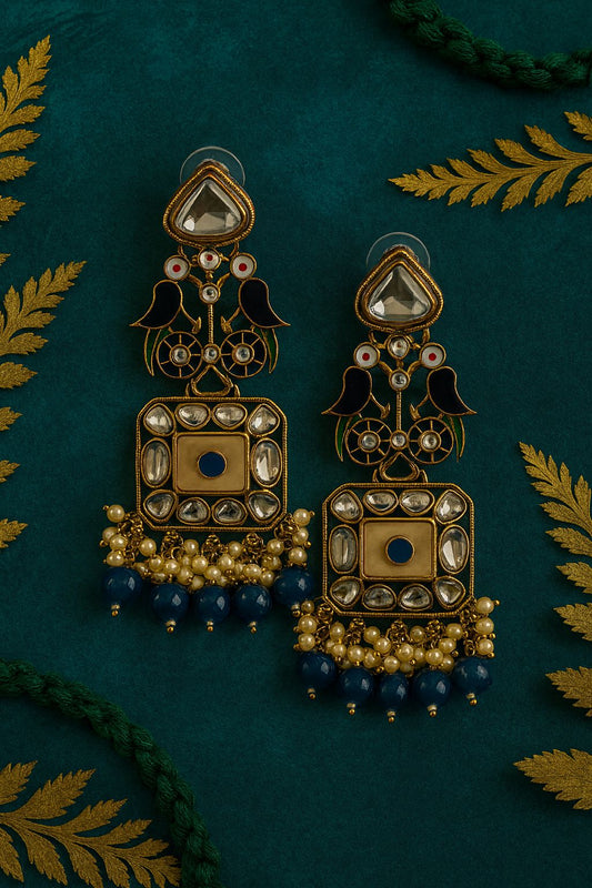 Antique Kundan Peacock Drops
