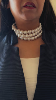 Stacked Big Sitori Pearl Necklace